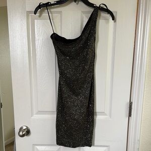 Windsor Glittering Black One-Shoulder Dress XS